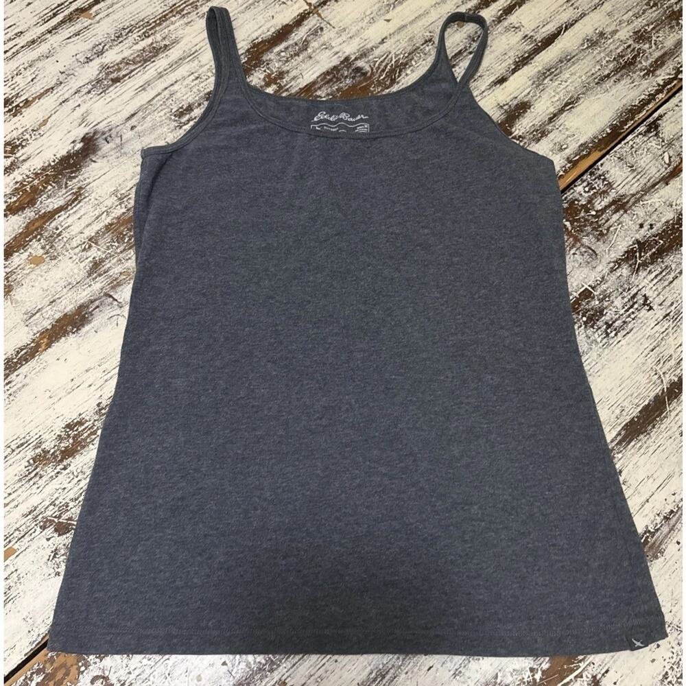 Eddie Bauer Tank Top Women's Size Med Gray Spaghetti Sleeveless Pullover Outdoor